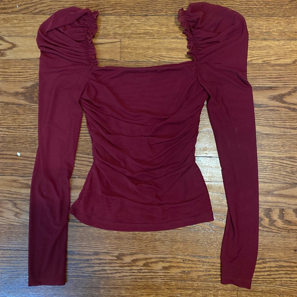 SHEIN ruched mesh long sleeve